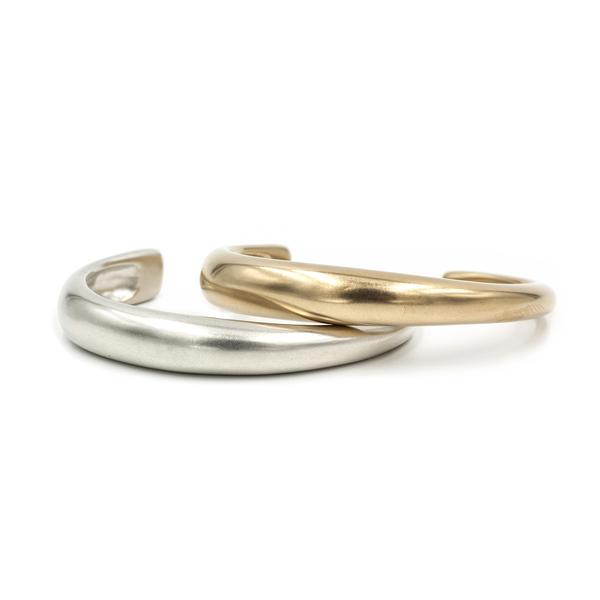 silver and bronze modern cuff bracelets handmade in California by MGG Studio
