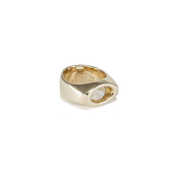 golden bronze statement ring handmade by MGG Studio